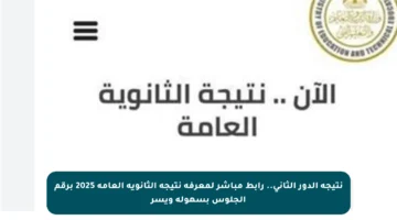 نتيجة الدور الثاني.. رابط مباشر لمعرفة نتيجة الثانوية العامة 2025 برقم الجلوس بسهولة ويسر